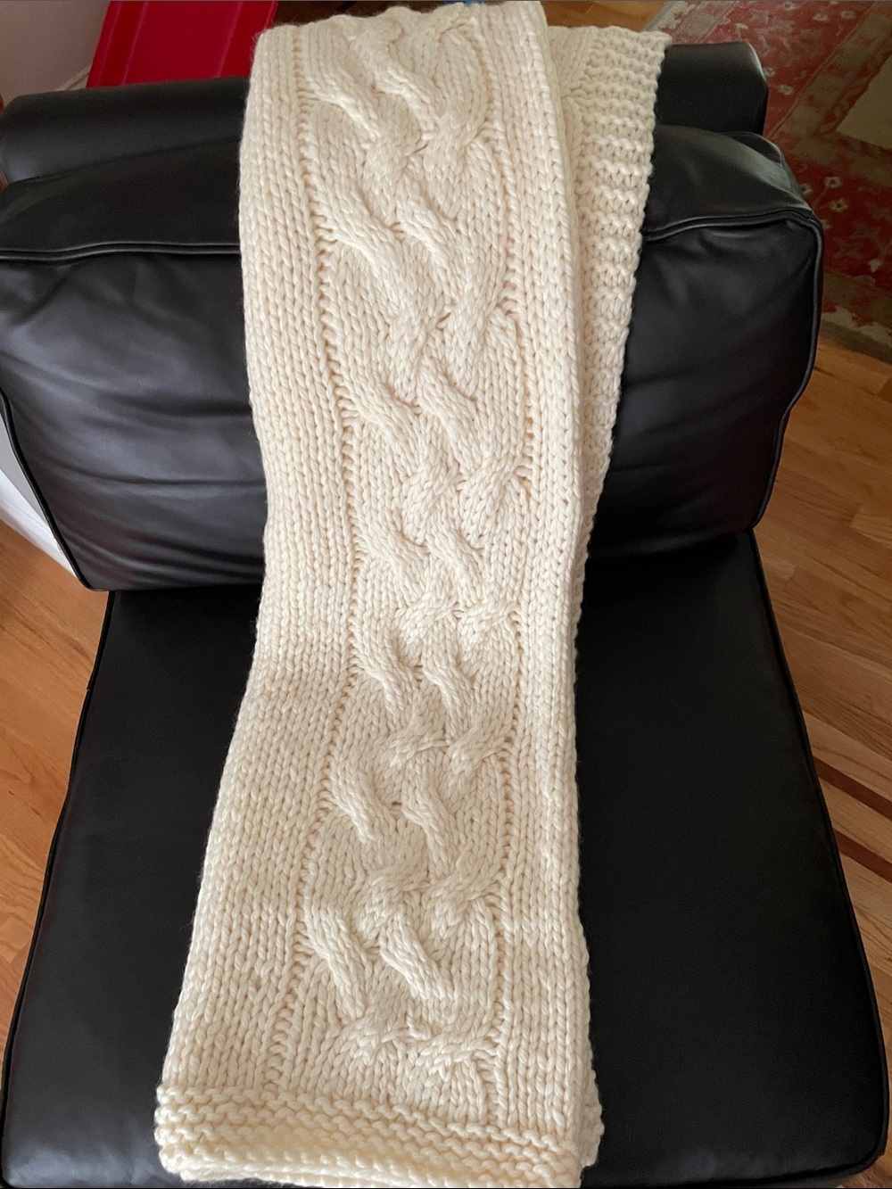 Garnet Hill Cream Cable-Knit 100% wool Throw